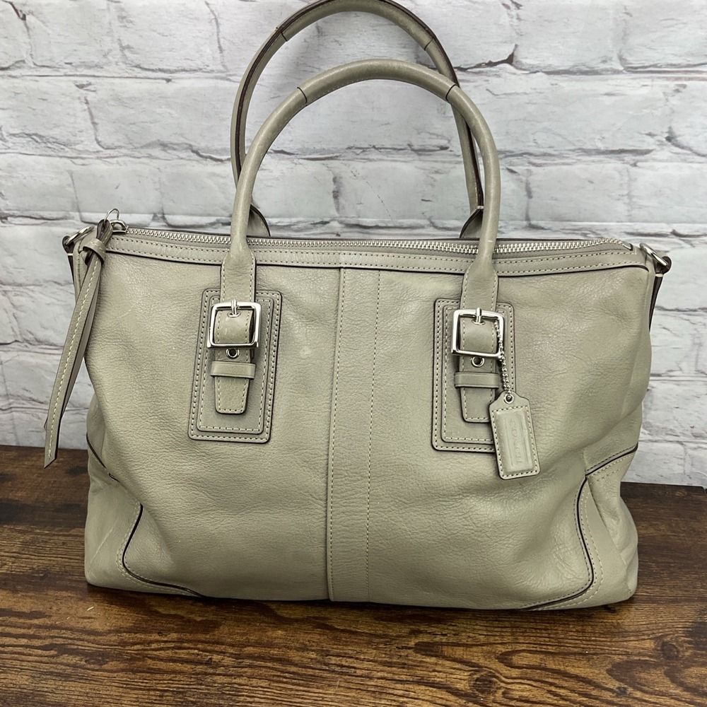 Coach Hampton Leather Light Sage Satchel Z19606 Lightweight